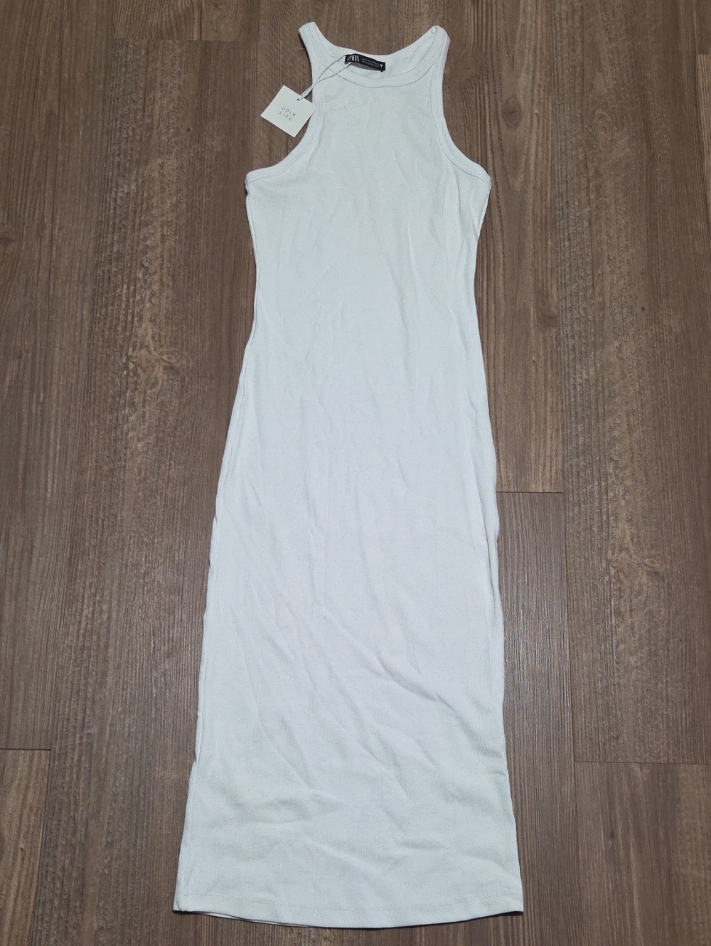 Zara White Ribbed Tank Maxi Dress